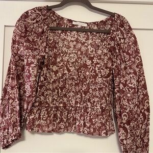 Oliviaceous Maroon & Cream Blouse